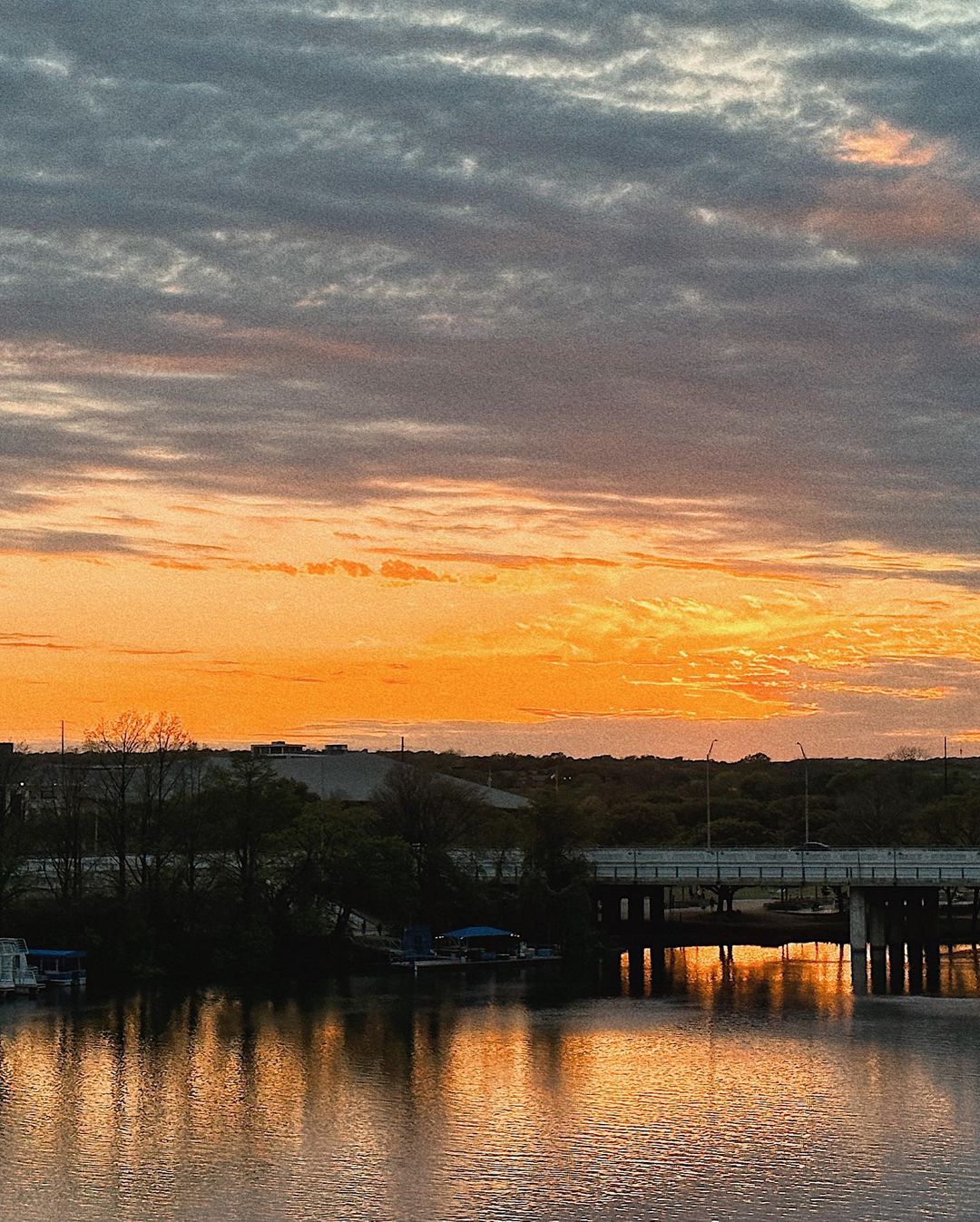 View of sunset on top of Congress Bridge in Austin, Texas